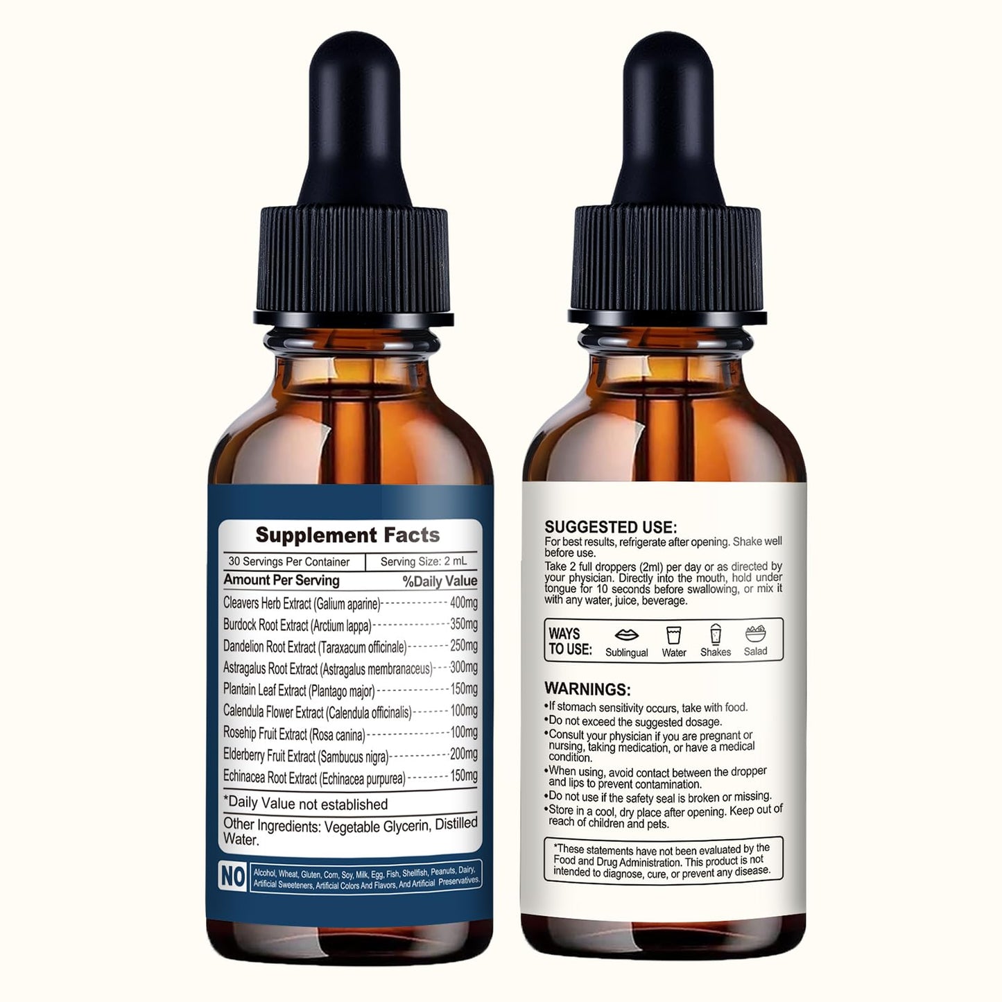 NaSeny Lymphatic Drainage Drops, 9 IN1 Lymphatic Drainage Supplements for Detox & Cleanse, Immune System Support with Echinacea, Elderberry, Dandelion, Arctium Lappa, 2 FL OZ - dailyvitalstore