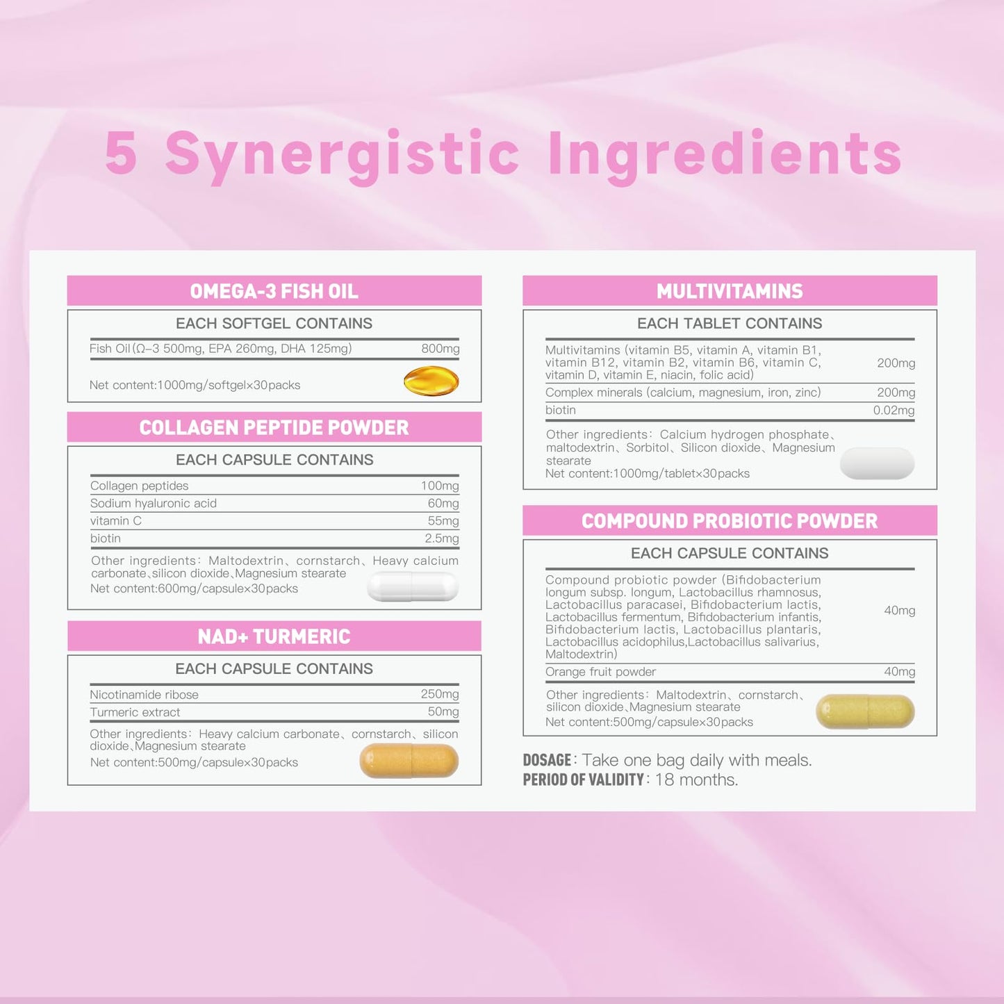 Natener 6 in 1 Women Vaginal Probiotics, 80B CFU Lactobacillus + 800mg Omega-3 + 250mg NAD+ + 179.5mg Vitamin C Promote Healthy Vaginal Odor & Vaginal Flora - dailyvitalstore