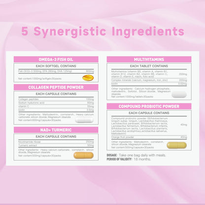 Natener 6 in 1 Women Vaginal Probiotics, 80B CFU Lactobacillus + 800mg Omega-3 + 250mg NAD+ + 179.5mg Vitamin C Promote Healthy Vaginal Odor & Vaginal Flora - dailyvitalstore
