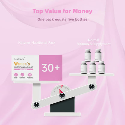 Natener 6 in 1 Women Vaginal Probiotics, 80B CFU Lactobacillus + 800mg Omega-3 + 250mg NAD+ + 179.5mg Vitamin C Promote Healthy Vaginal Odor & Vaginal Flora - dailyvitalstore