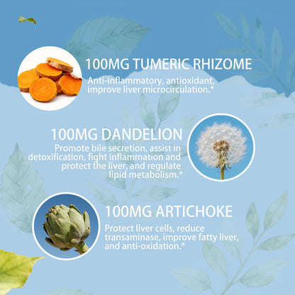 Natener Liver Support with 200mg Milk Thistle, 100mg Glutathione, 100mg NAC, 150mg Tumeric, Dandelion, Artichoke, Liver Cleanse Detox & Repair, Supports Energy*, Immunity & Liver Health*, 60 caps - dailyvitalstore