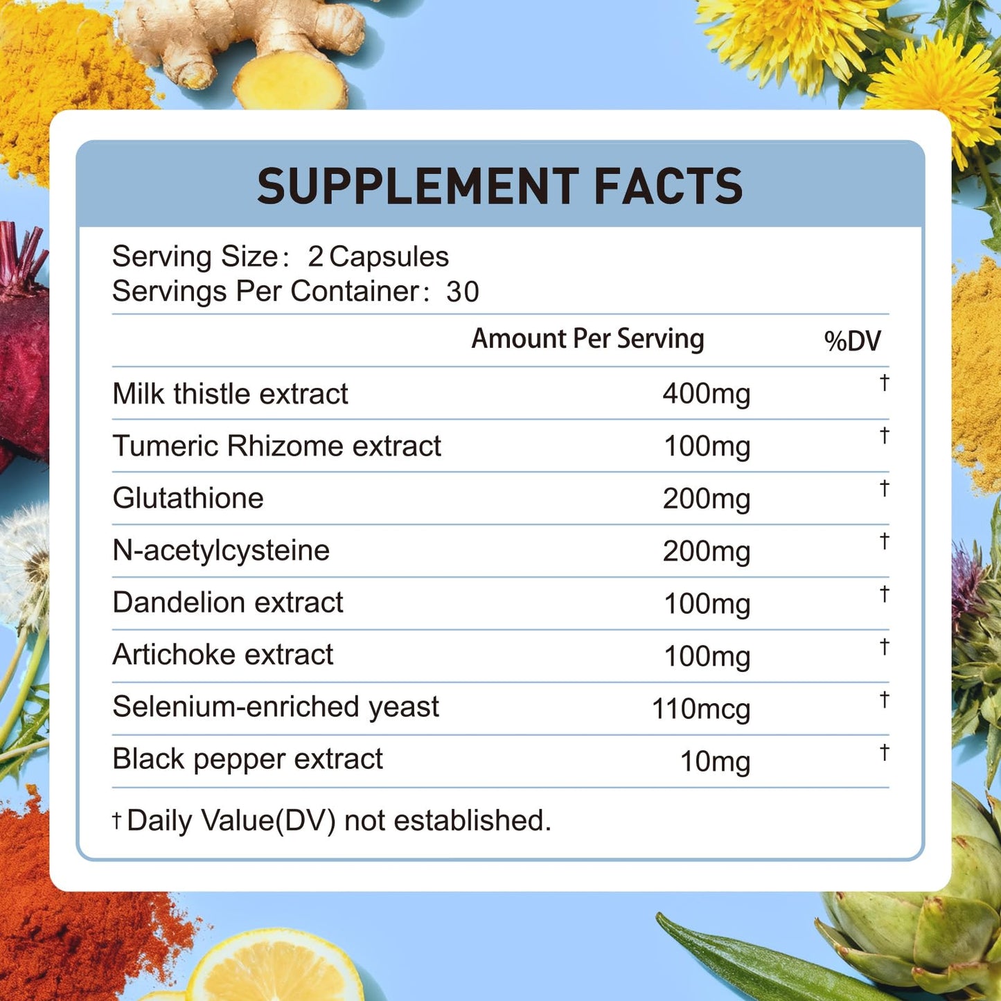 Natener Liver Support with 200mg Milk Thistle, 100mg Glutathione, 100mg NAC, 150mg Tumeric, Dandelion, Artichoke, Liver Cleanse Detox & Repair, Supports Energy*, Immunity & Liver Health*, 60 caps - dailyvitalstore