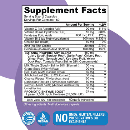 Naticura Liver Cleanse Plant-Based Formula - Vegan Full Spectrum Supplement with Milk Thistle, Vitamin C and Zinc for Liver Function and Immune Support - 120 Capsules - dailyvitalstore