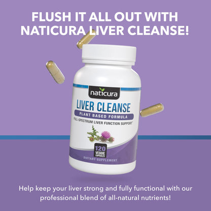 Naticura Liver Cleanse Plant-Based Formula - Vegan Full Spectrum Supplement with Milk Thistle, Vitamin C and Zinc for Liver Function and Immune Support - 120 Capsules - dailyvitalstore