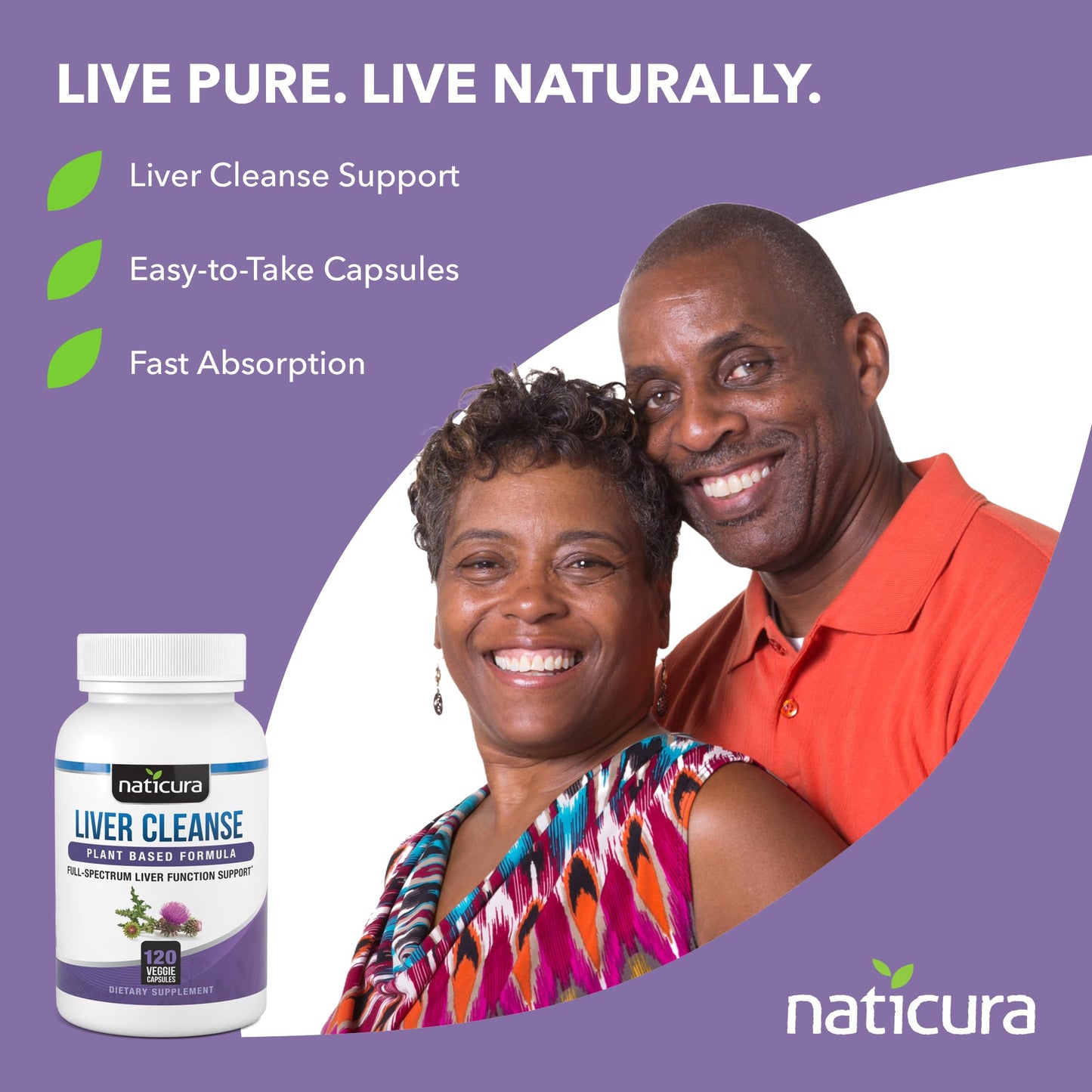 Naticura Liver Cleanse Plant-Based Formula - Vegan Full Spectrum Supplement with Milk Thistle, Vitamin C and Zinc for Liver Function and Immune Support - 120 Capsules - dailyvitalstore