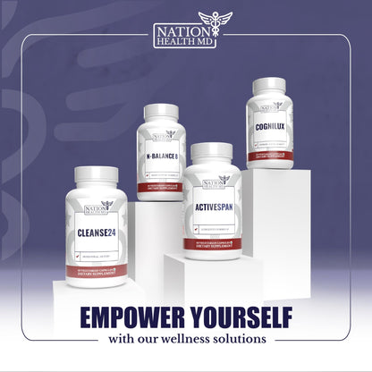 NATION HEALTH MD ActiveSpan - Longevity Supplement for Anti Aging - with Ashwagandha Extract, Astragalus, Cat's Claw, Ceylon Cinnamon, L-Lysine, L-Glutamine & More - 60 Capsules - dailyvitalstore