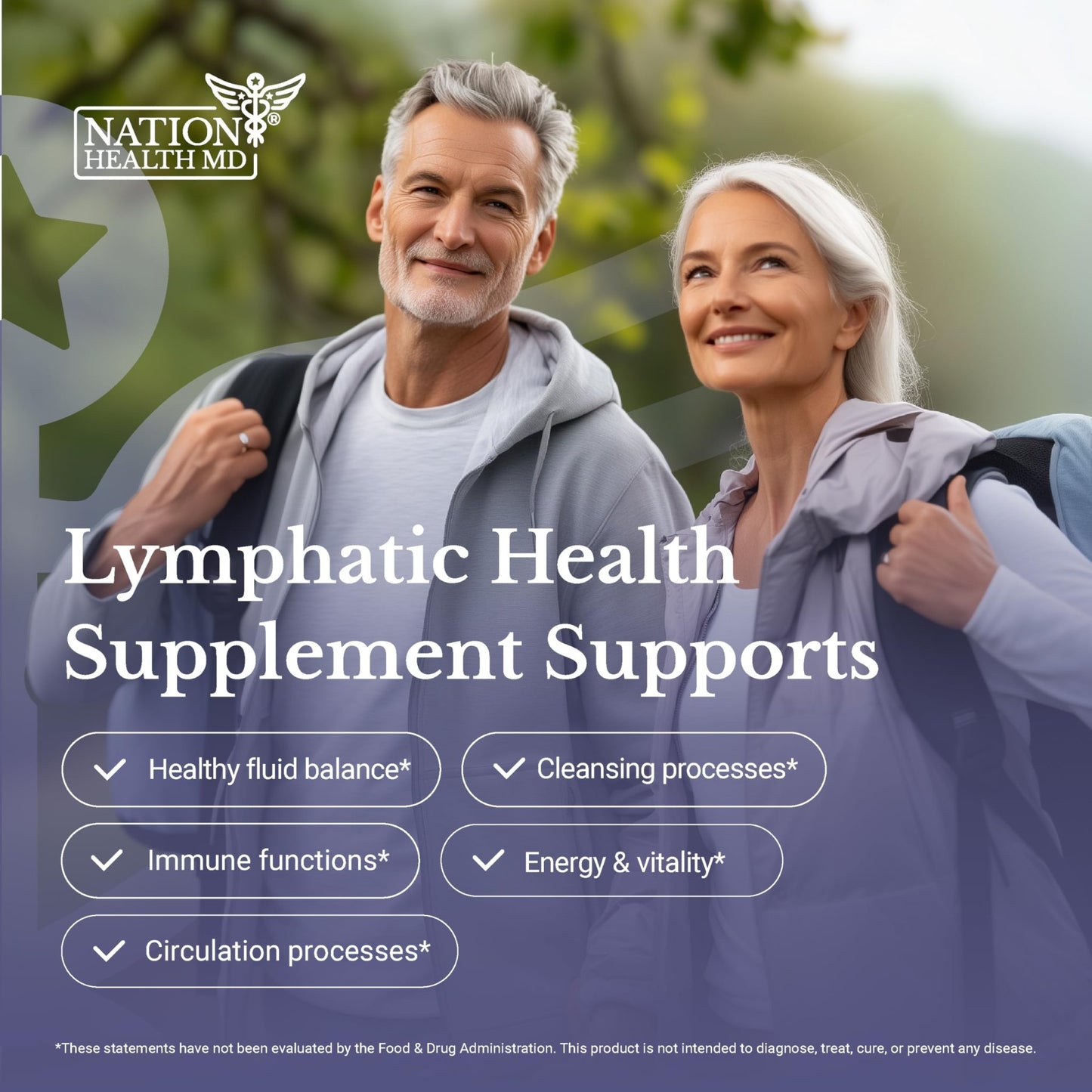 NATION HEALTH MD Lymph MD - Lymphatic Drainage Supplement - with Bromelain, Echinacea, Burdock Root, Dandelion, Rutin, Kelp & More - Lymph System Support for Women & Men - 60 Capsules - dailyvitalstore
