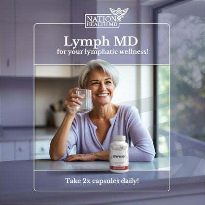 NATION HEALTH MD Lymph MD - Lymphatic Drainage Supplement - with Bromelain, Echinacea, Burdock Root, Dandelion, Rutin, Kelp & More - Lymph System Support for Women & Men - 60 Capsules - dailyvitalstore