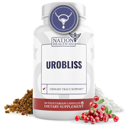 NATION HEALTH MD UroBliss Formula for Urinary Tract Support - D Mannose 1000mg Capsules with Cranberry Extract for Feminine Care and UTI-Health, 60 Capsules - dailyvitalstore