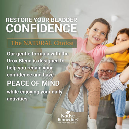 Native Remedies Bladder Control Supplements - Peace of Mind with Urox - Bladder Support for Women & Men, for Overactive Bladders Health - Reduce Nighttime Urination - Non-GMO Vegan Capsules (60 Count) - dailyvitalstore