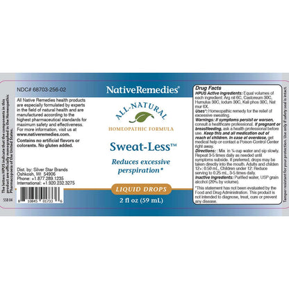 Native Remedies Sweat-Less - Natural Homeopathic Formula for Excessive Sweating, Perspiration and Clamminess - 59 mL - dailyvitalstore