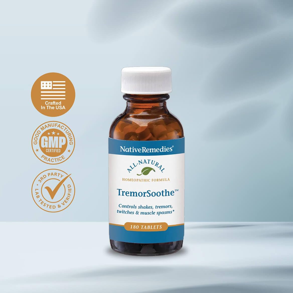 Native Remedies TremorSoothe - Natural Homeopathic Formula to Temporarily Control Shakes, Tremors, Muscle Spasms and Twitches -180 Tablets - dailyvitalstore