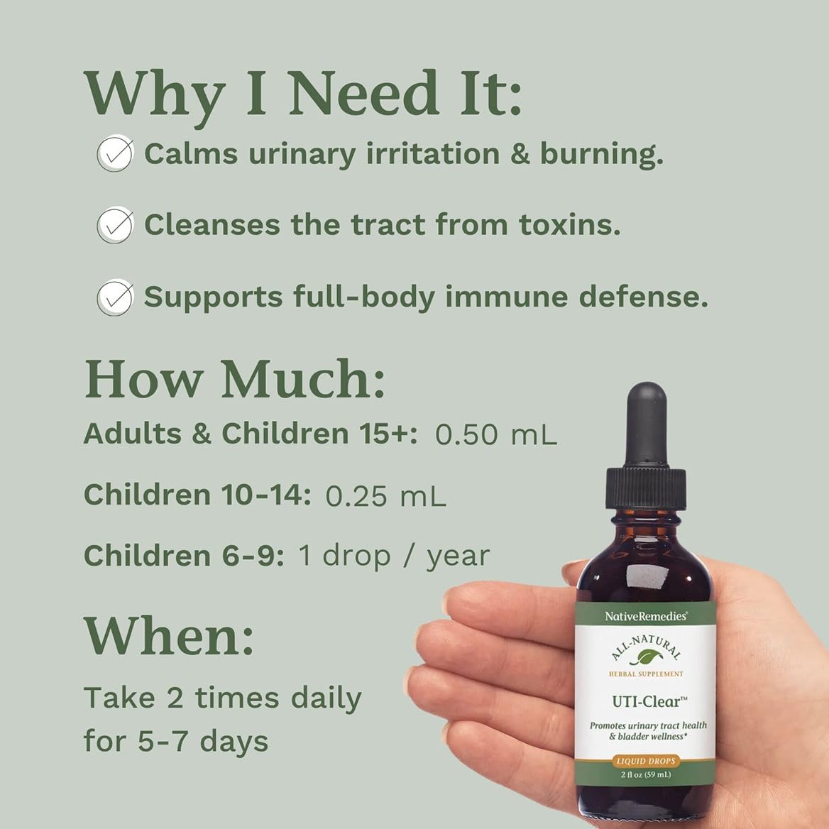 Native Remedies UTI-Clear for Urinary Tract and Bladder Health, 59 ml - dailyvitalstore