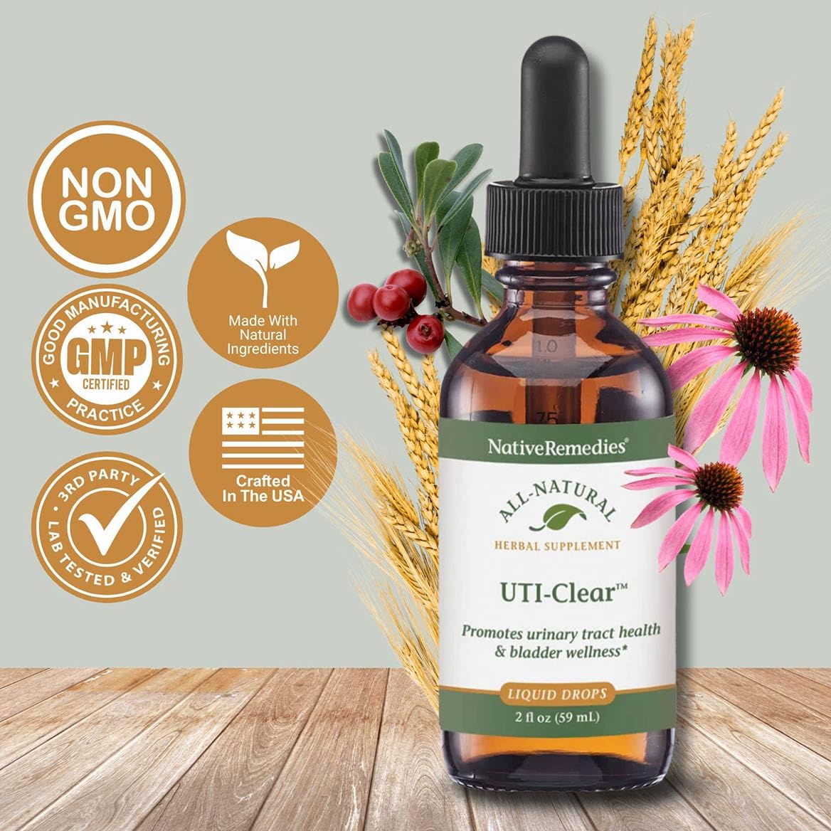 Native Remedies UTI-Clear for Urinary Tract and Bladder Health, 59 ml - dailyvitalstore