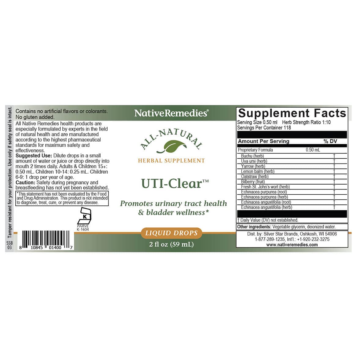 Native Remedies UTI-Clear for Urinary Tract and Bladder Health, 59 ml - dailyvitalstore