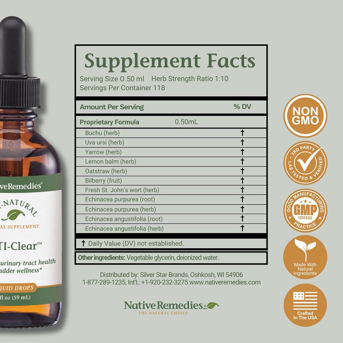 Native Remedies UTI-Clear for Urinary Tract and Bladder Health, 59 ml - dailyvitalstore