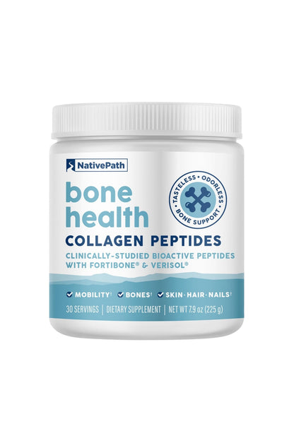 NativePath Bone Health Collagen Peptides, Type 1 & 3, with Fortibone and Verisol, 7.9 Ounce, 30 Servings - dailyvitalstore
