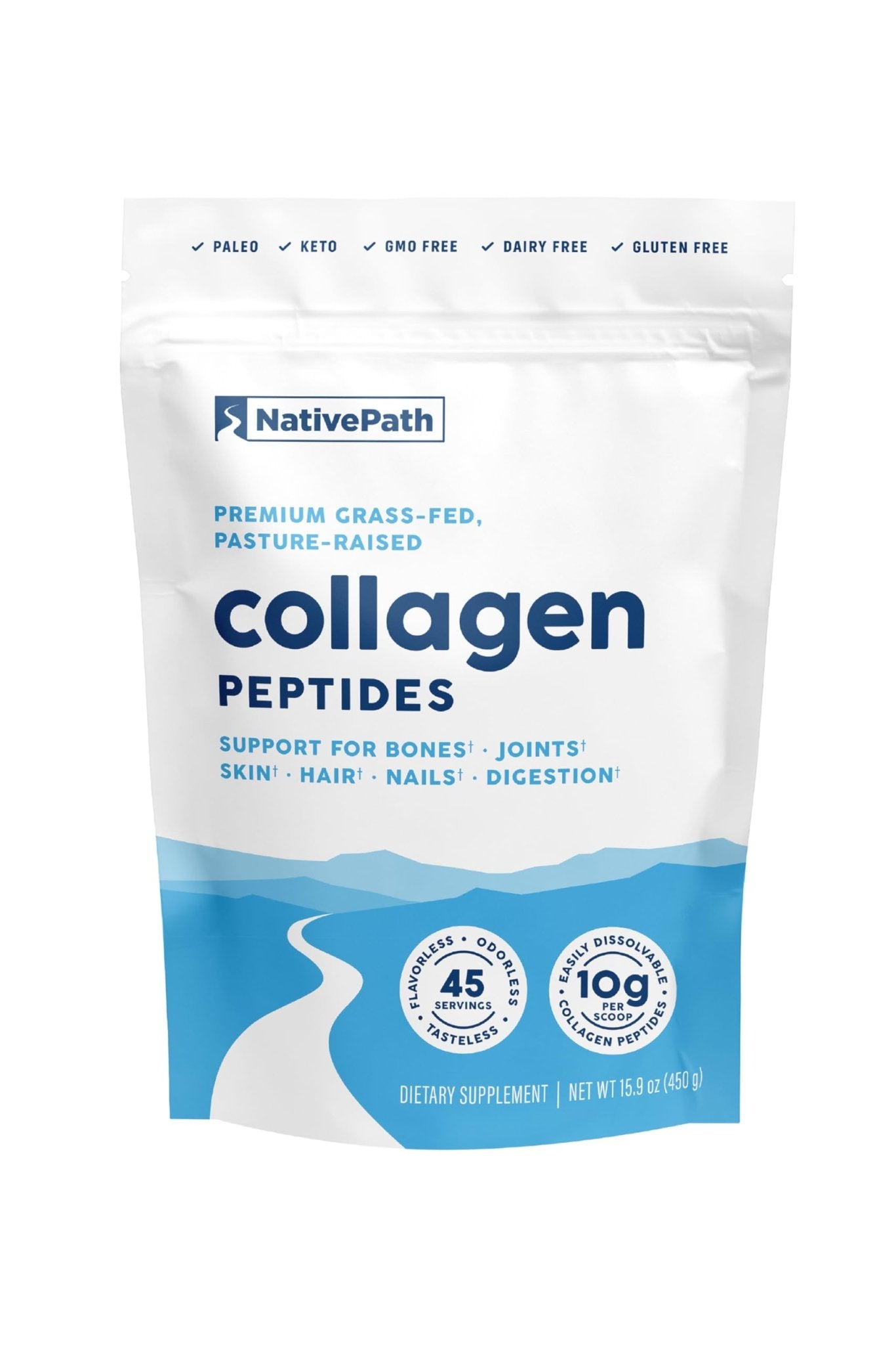 NativePath Collagen Peptides Protein - Hydrolyzed Type 1 & 3 Collagen Powder for Skin, Hair, Nails - 15.9 oz (45 Servings) - dailyvitalstore