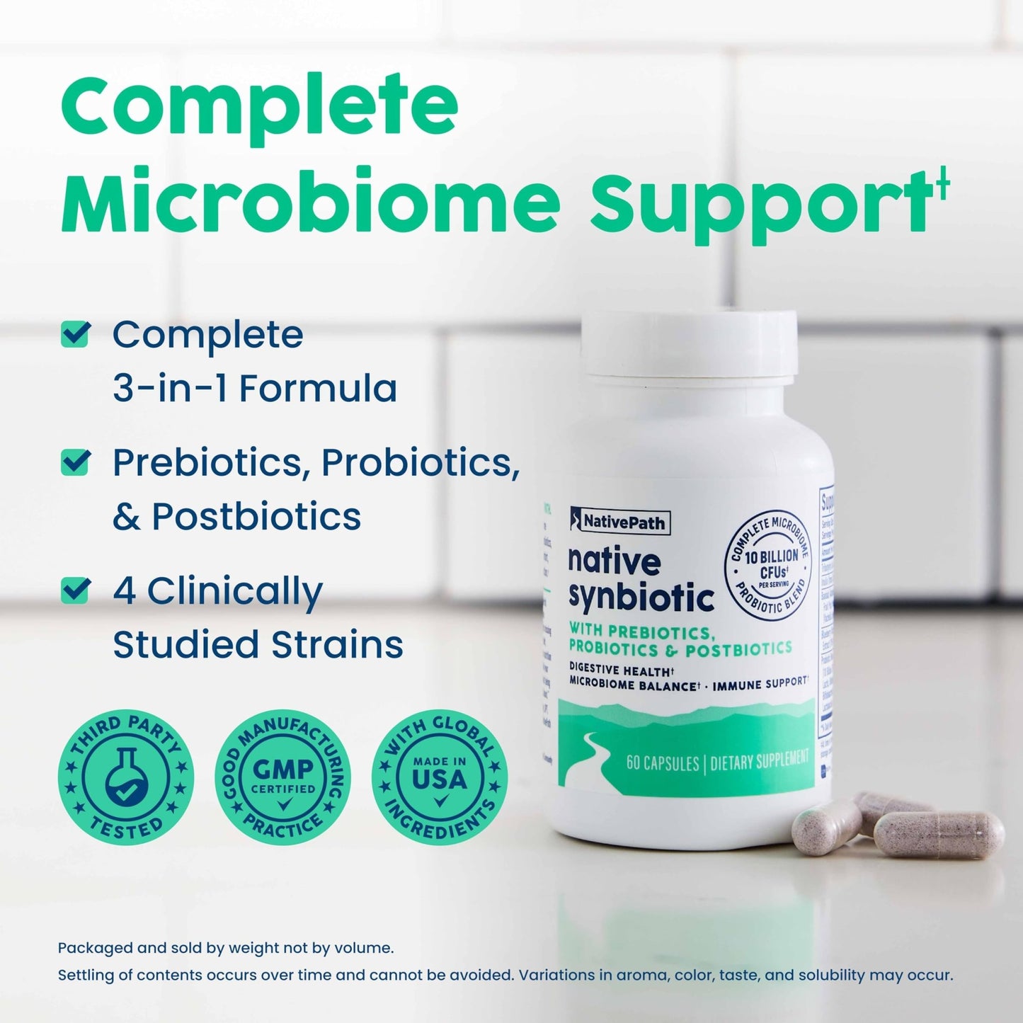 NativePath Complete Synbiotic - Pre, Pro & Postbiotic 3-in-1 for Gut Health & Digestive Support - 10 Billion CFU, 30 Servings - dailyvitalstore