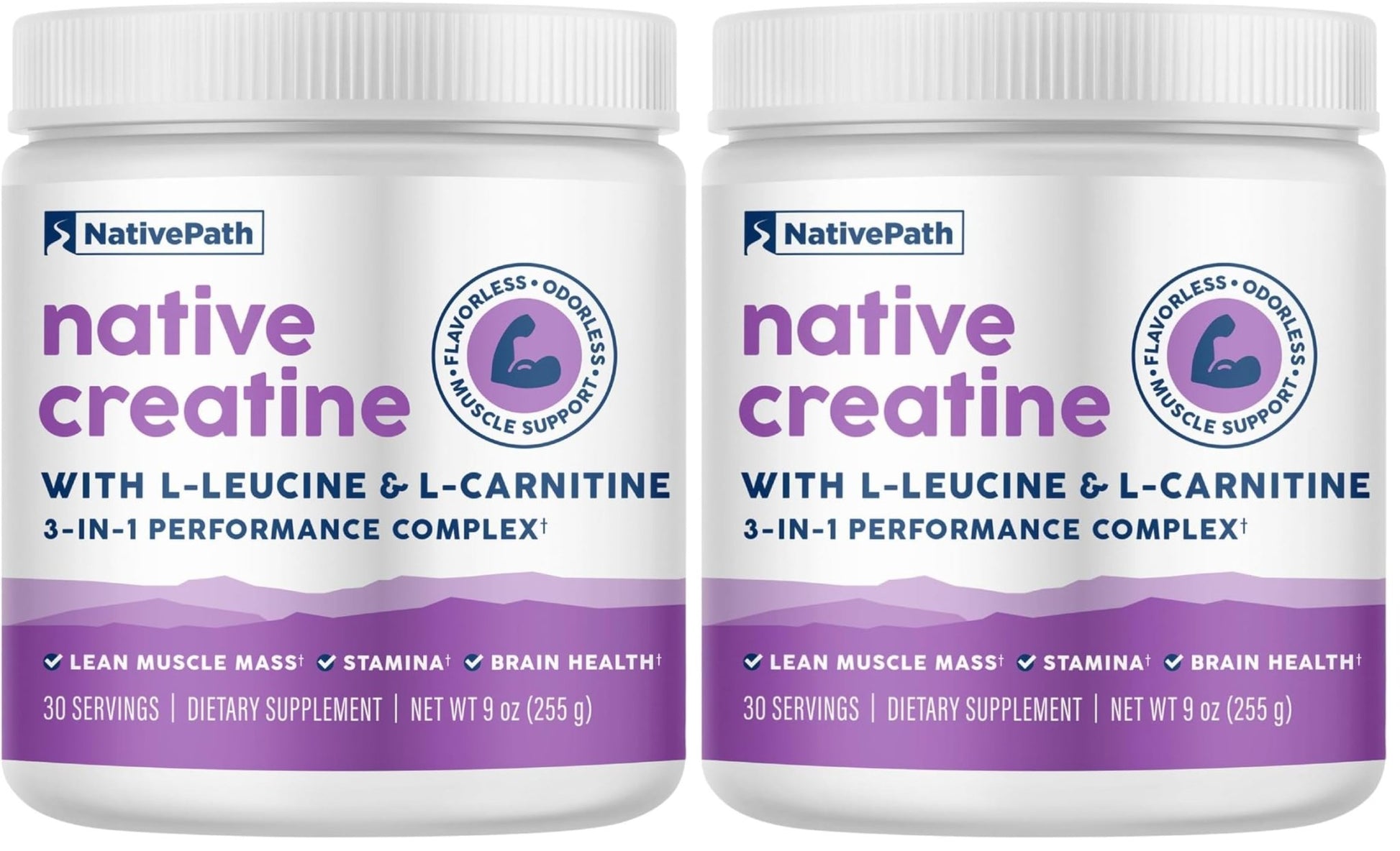 NativePath Creatine Monohydrate Powder with L-Leucine & L-Carnitine - Muscle Building Supplement for Men & Women - 30 Servings (Pack of 2) - dailyvitalstore