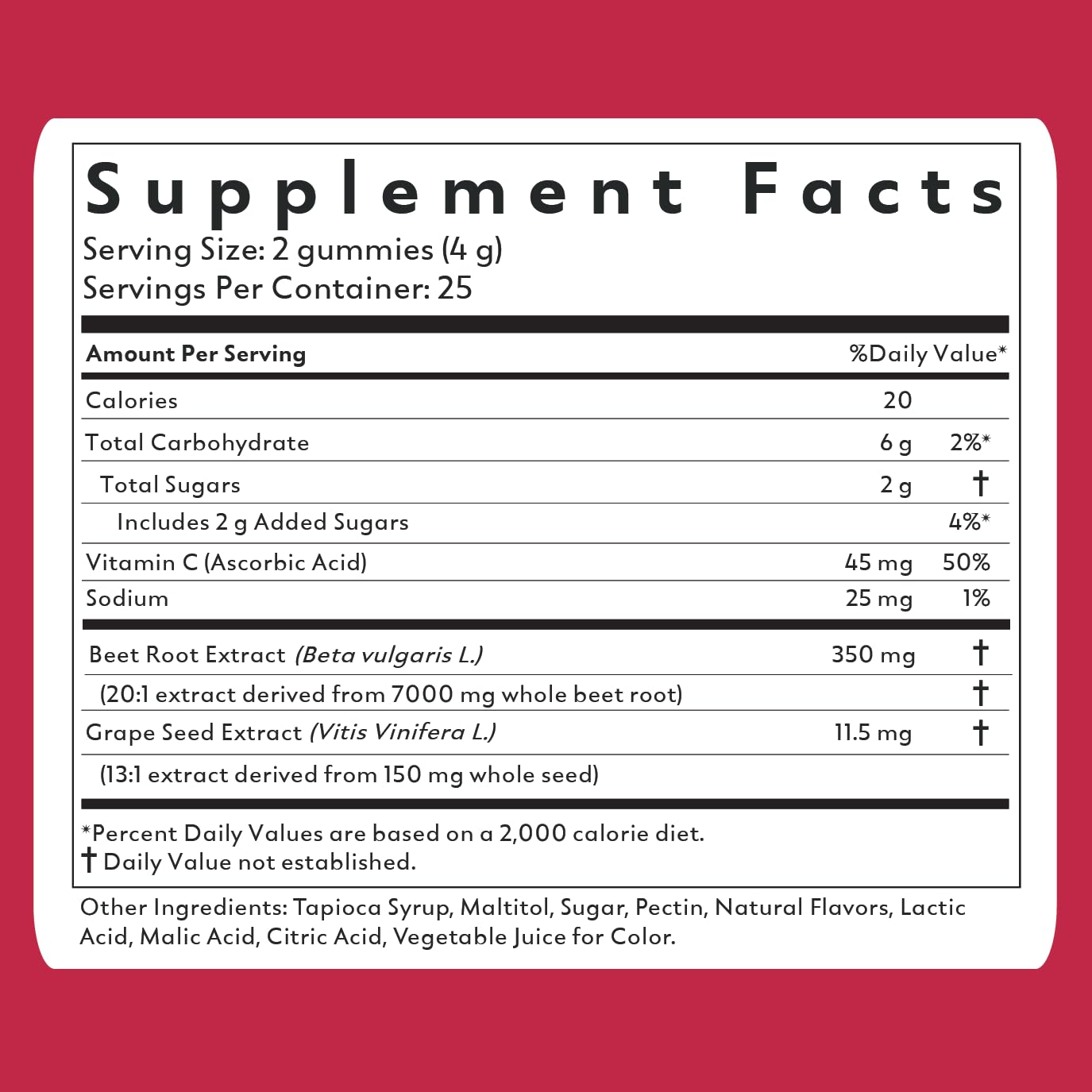 Natrava Beets+ Gummies - Premium Beet Root Powder, Grape Seed Extract and Vitamin C - Supports Healthy Blood Pressure and Heart Health - Low Sugar Nitric Oxide and Circulation Supplement - 50 Gummies - dailyvitalstore