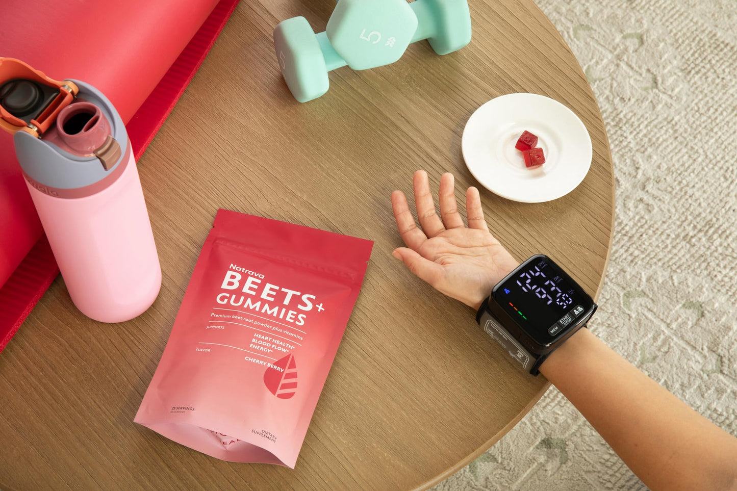 Natrava Beets+ Gummies - Premium Beet Root Powder, Grape Seed Extract and Vitamin C - Supports Healthy Blood Pressure and Heart Health - Low Sugar Nitric Oxide and Circulation Supplement - 50 Gummies - dailyvitalstore