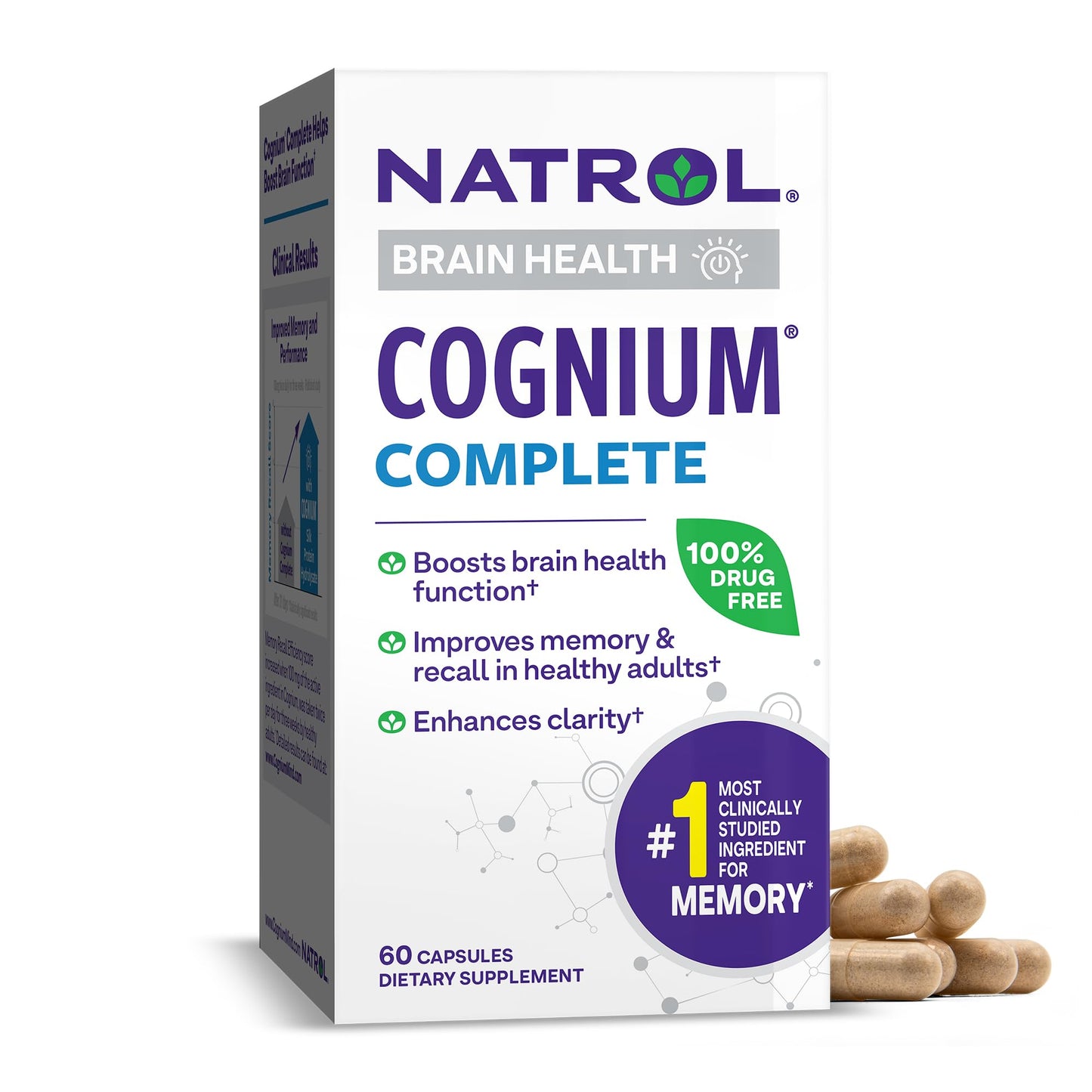 Natrol Cognium Complete, Dietary Supplement for Brain Health, Brain Health Supplements for Adults, 60 Capsules, 30 Day Supply - dailyvitalstore