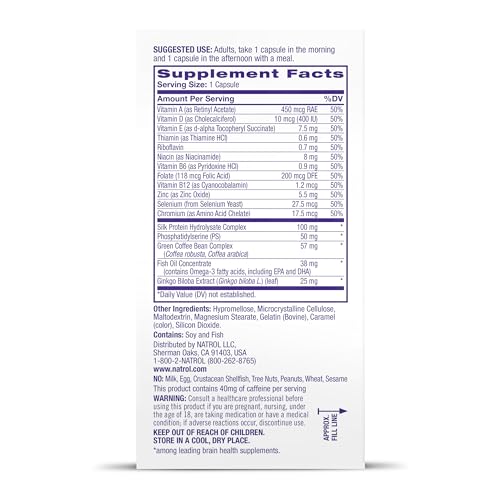 Natrol Cognium Complete, Dietary Supplement for Brain Health, Brain Health Supplements for Adults, 60 Capsules, 30 Day Supply - dailyvitalstore