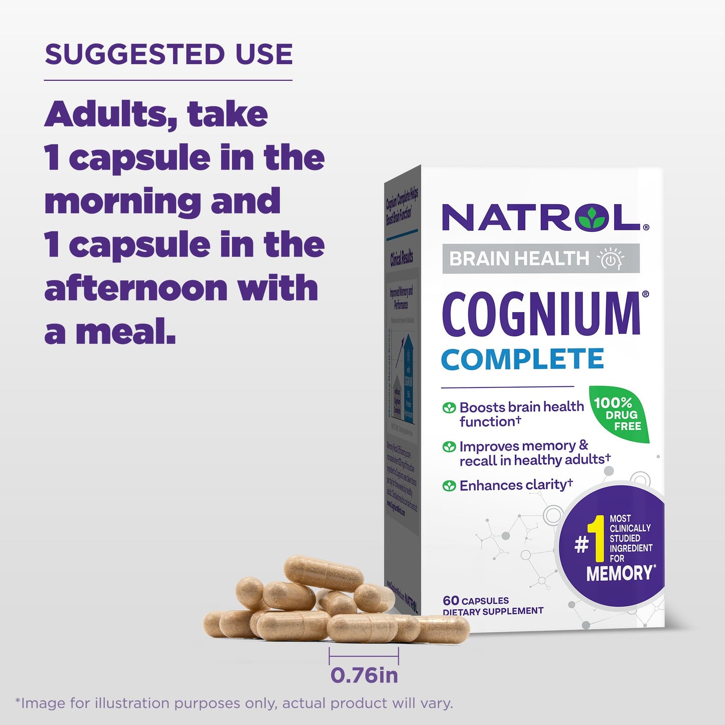 Natrol Cognium Complete, Dietary Supplement for Brain Health, Brain Health Supplements for Adults, 60 Capsules, 30 Day Supply - dailyvitalstore