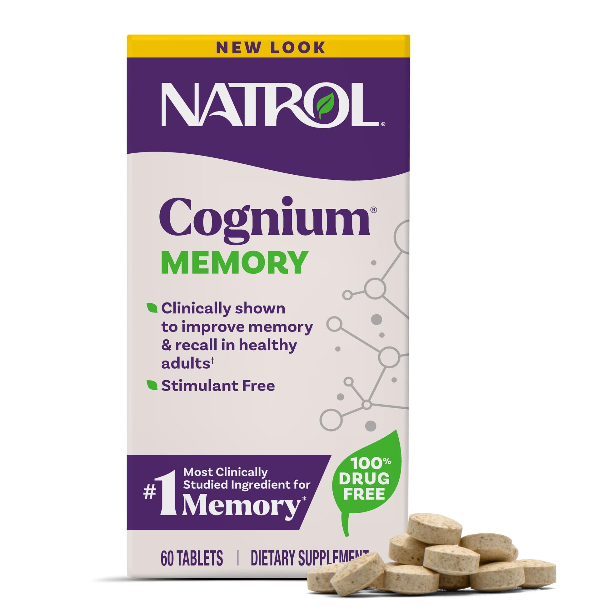 Natrol Cognium Memory, Brain Health Supplements for Adults, Brain Memory Supplements, Enhances Mental Agility in Healthy Adults, - dailyvitalstore