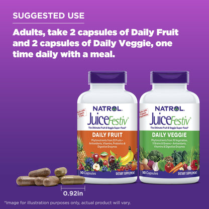 Natrol JuiceFestiv, Vitamins and Supplements for Nutrition & Well-Being, Antioxidants for Cellular Health, 90 Capsules (2-Count), Up to a 45 Day Supply - dailyvitalstore
