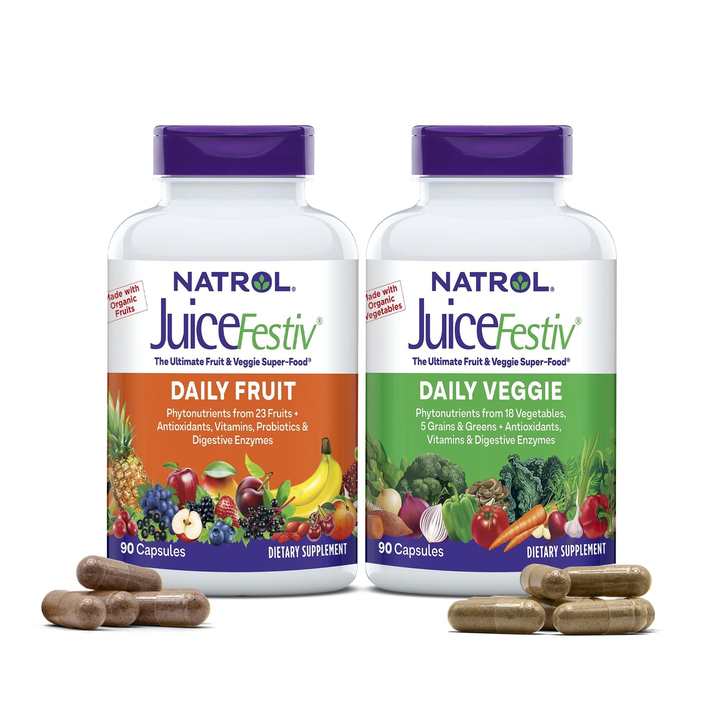 Natrol JuiceFestiv, Vitamins and Supplements for Nutrition & Well-Being, Antioxidants for Cellular Health, 90 Capsules (2-Count), Up to a 45 Day Supply - dailyvitalstore