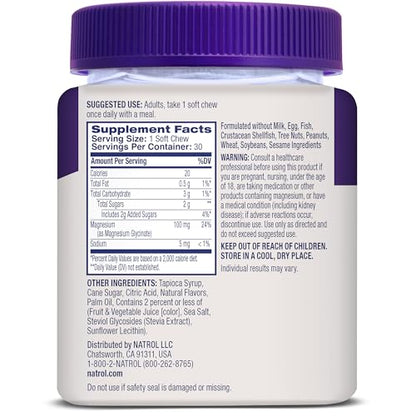 Natrol Magnesium Glycinate Supplements 100mg, Cherry Lemon Soft Chews for Healthy Sleep and Body, Magnesium Glycinate 100mg, Up to a 30 Day Supply - dailyvitalstore