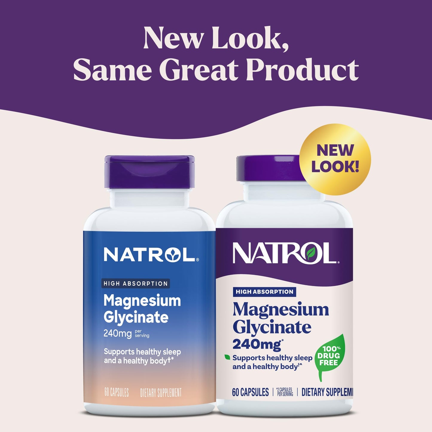Natrol Magnesium Glycinate Supplements 240 mg - High Absorption - Calm Magnesium Glycinate for Sleep - 60 Capsules, 30 Day Supply - dailyvitalstore