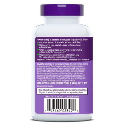 Natrol Sleep & Restore Capsules - Calm Magnesium Glycinate, Magnesium Sleep Aid with GABA, Melatonin 5mg, Botanical Blend, 30 Day Supply - dailyvitalstore