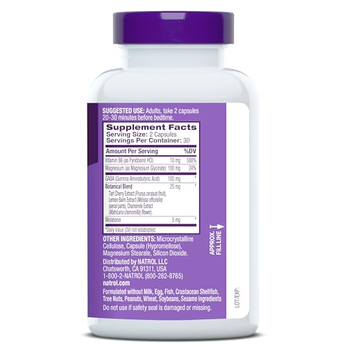 Natrol Sleep & Restore Capsules - Calm Magnesium Glycinate, Magnesium Sleep Aid with GABA, Melatonin 5mg, Botanical Blend, 30 Day Supply - dailyvitalstore
