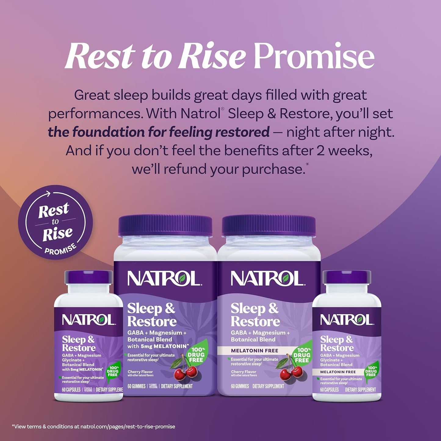 Natrol Sleep & Restore Magnesium Glycinate Blend Gummies, Magnesium for Sleep Aids for Adults, Melatonin-Free, Cherry Flavored, 30 Day Supply, 60 Gummies (Pack of 2) - dailyvitalstore