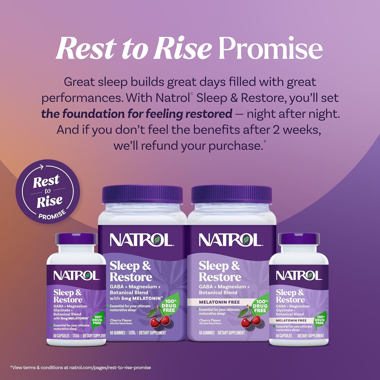 Natrol Sleep & Restore Magnesium Glycinate Blend Gummies, Magnesium for Sleep Aids for Adults, Melatonin-Free, Cherry Flavored, 30 Day Supply, 60 Gummies (Pack of 2) - dailyvitalstore