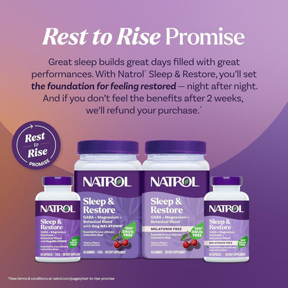 Natrol Sleep & Restore Magnesium Glycinate Blend Gummies, Magnesium for Sleep Aids for Adults, Melatonin-Free, Cherry Flavored, 30 Day Supply, 60 Gummies (Pack of 2) - dailyvitalstore