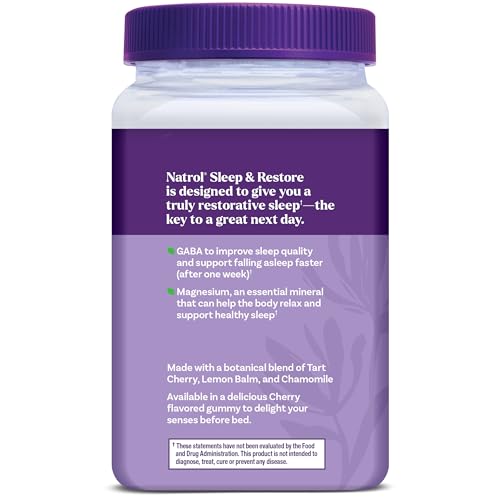 Natrol Sleep & Restore Magnesium Glycinate Blend Gummies, Magnesium for Sleep Aids for Adults, Melatonin-Free, Cherry Flavored, 30 Day Supply - dailyvitalstore