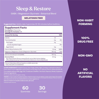 Natrol Sleep & Restore Magnesium Glycinate Blend Gummies, Magnesium for Sleep Aids for Adults, Melatonin-Free, Cherry Flavored, 30 Day Supply - dailyvitalstore