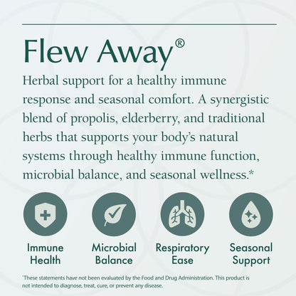 Natura Health Products Flew Away Supplement - Immune System Support & Seasonal Defense - Featuring Ginger, Elderberry, Propolis and Eucalyptus (60 Capsules) - dailyvitalstore