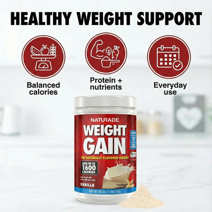 Naturade Weight Gain Nutrition Drink Mix for Healthy Weight Support, Balanced Calories with Protein, Vitamins & Minerals, Vanilla - 20.3 oz - dailyvitalstore