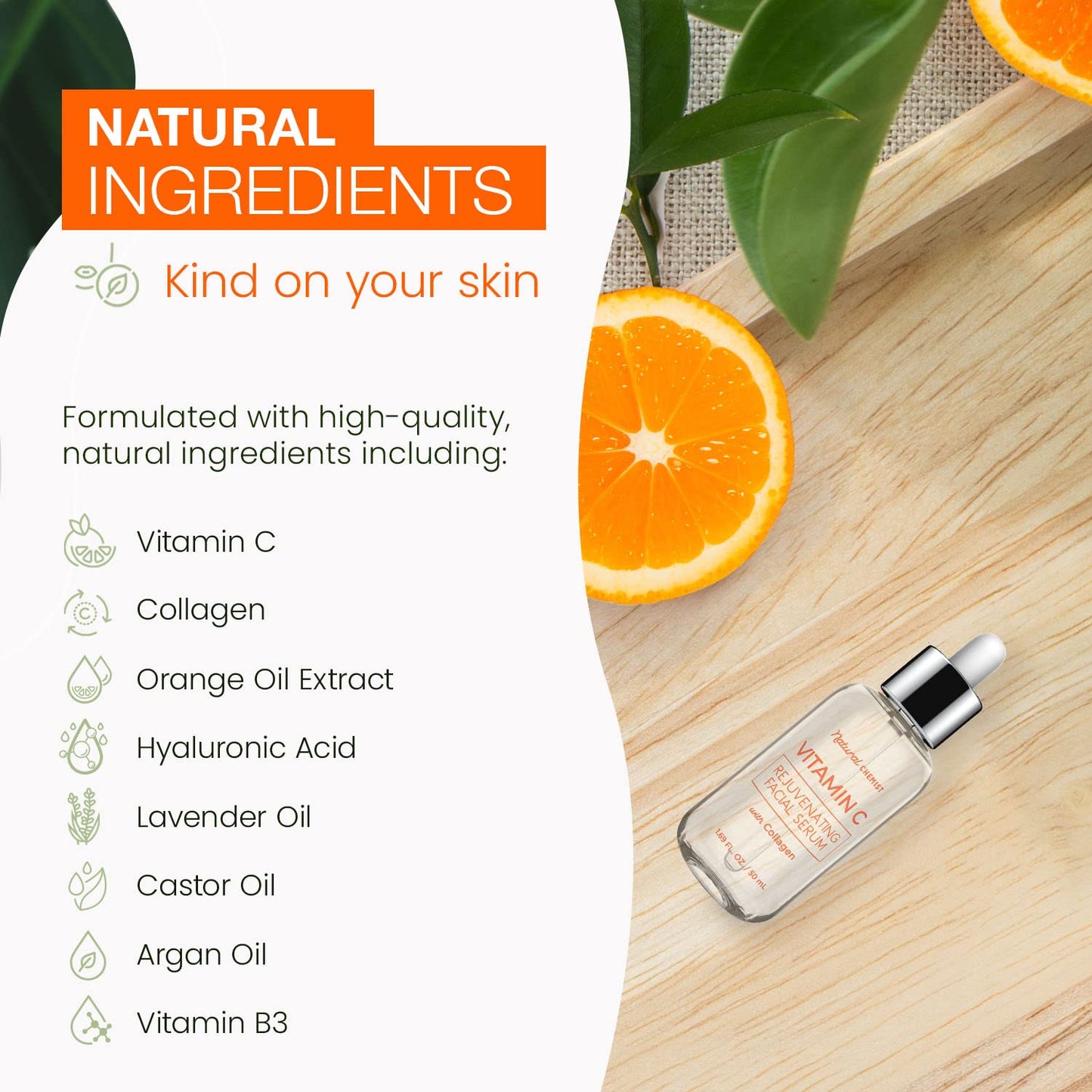 Natural Chemist Vitamin C Serum With Collagen - Dermatologist Tested, Skin Brightening, Anti-Aging, Acne Treatment, Fades Dark Spots, Cruelty Free Korean Skin - dailyvitalstore