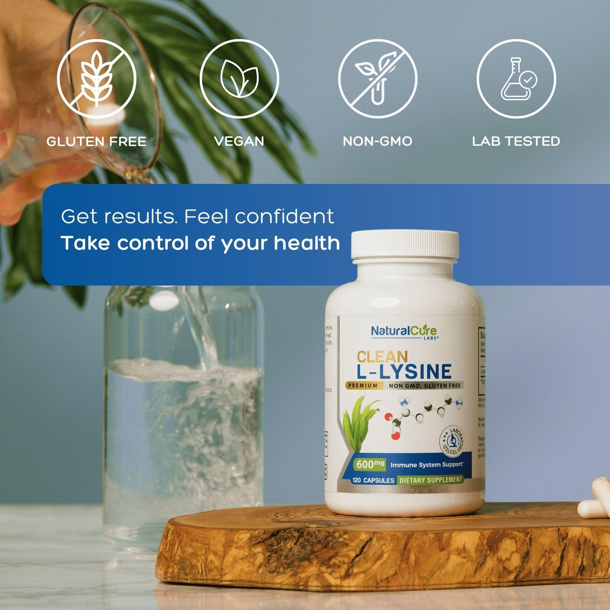Natural Cure Labs Clean L-Lysine 600mg, 120 Capsules | Vegan, Non-GMO, & Gluten Free - dailyvitalstore