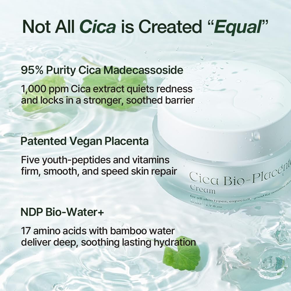 NATURAL DERMA PROJECT NDP Cica Cream - Gel Face Moisturizer for Sunburn Relief, lightweight Korean Moisturizer for Sensitive Skin, Centella Asiatica, - dailyvitalstore
