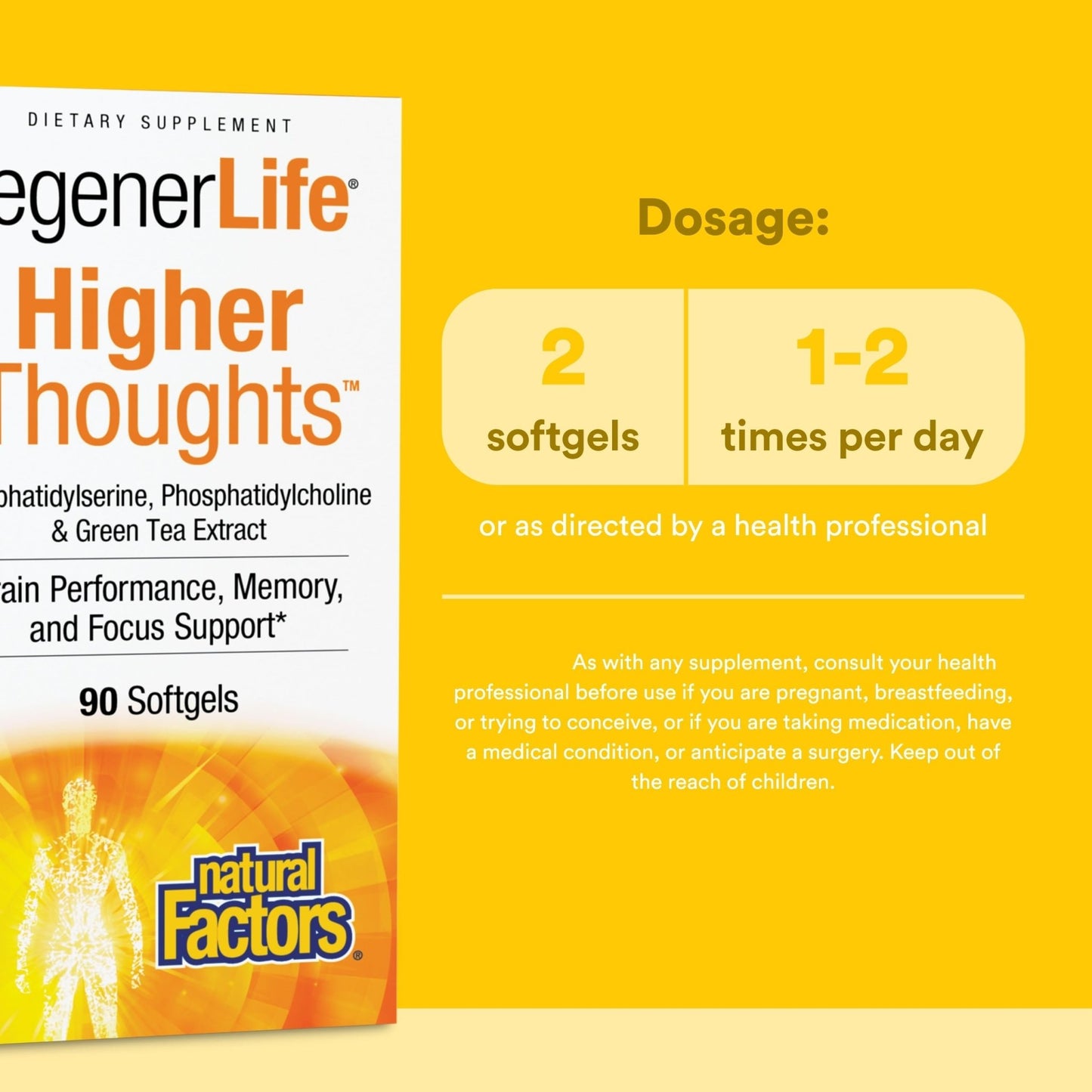 Natural Factors Higher Thoughts - Supports Cognitive & Cardiovascular Health* - Fish Oil, Fatty Acids, EPA, DHA & More - 90 Softgels - dailyvitalstore