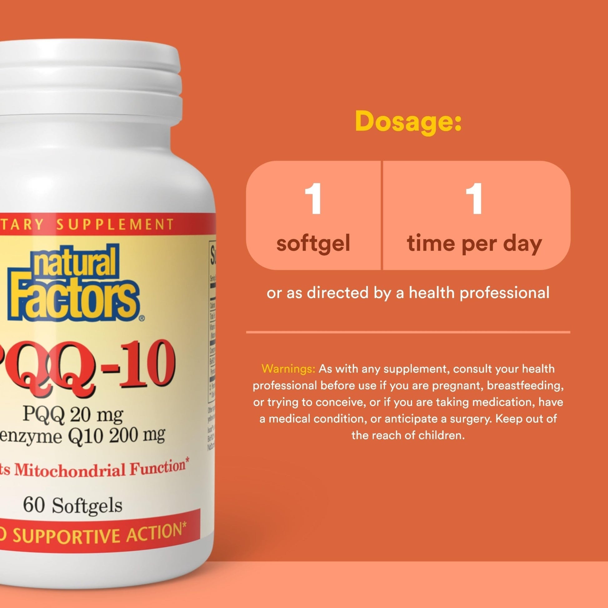 Natural Factors, PQQ-10, Supports Energy and Healthy Aging, Dietary Supplement, 60 softgels (60 servings) - dailyvitalstore