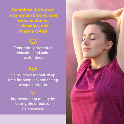 Natural Factors Stress-Relax Nighttime Magnesium Bisglycinate - Supports Sleep & Relaxation* - with Melatonin, L-Theanine & GABA - Tropical Flavor - 4.23 oz - dailyvitalstore