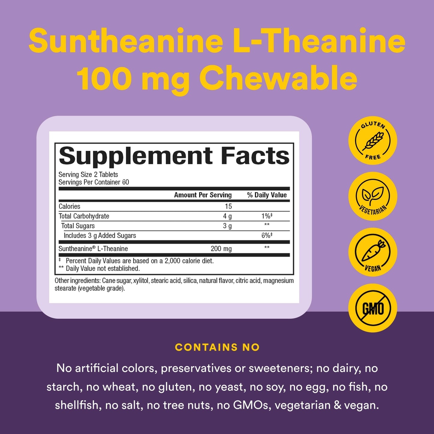 Natural Factors Suntheanine L-Theanine 100 mg - Health Supplement for Calm Outlook - L-Theanine Supplement Supports Relaxing Sleep & Aids Against Drowsiness - dailyvitalstore